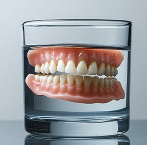 Always remove your dentures and soak in a glass of water or denture soak while you sleep